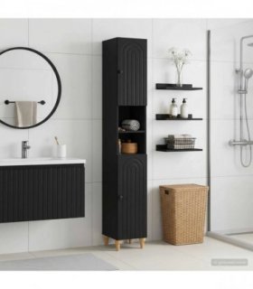 vidaXL Bathroom Cabinet with Open Shelf ALKMAAR Black 30 x 31 x 190 cm