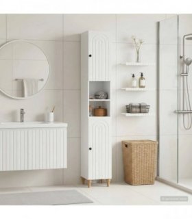 vidaXL Bathroom Cabinet with Open Shelf ALKMAAR High Gloss White