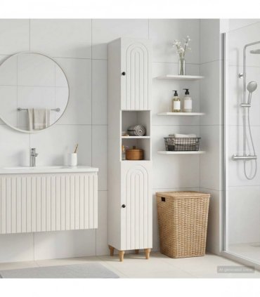 vidaXL Bathroom Cabinet with Open Shelf ALKMAAR White 30 x 31 x 190 cm