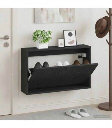 vidaXL Wall-Mounted Shoe Cabinet ALKMAAR 71 x 17 x 43 cm Black