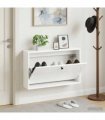 vidaXL Wall-Mounted Shoe Cabinet ALKMAAR 71 x 17 x 43 cm — Colour: High gloss white