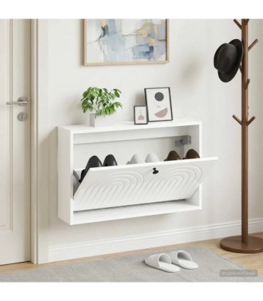 vidaXL Wall-Mounted Shoe Cabinet ALKMAAR 71 x 17 x 43 cm — Colour: High gloss white