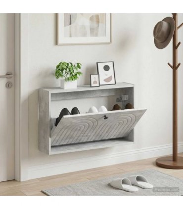 vidaXL Wall-Mounted Shoe Cabinet ALKMAAR 71 x 17 x 43 cm Concrete Grey