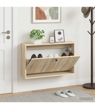 vidaXL Wall-Mounted Shoe Cabinet ALKMAAR 71 x 17 x 43 cm Sonoma Oak