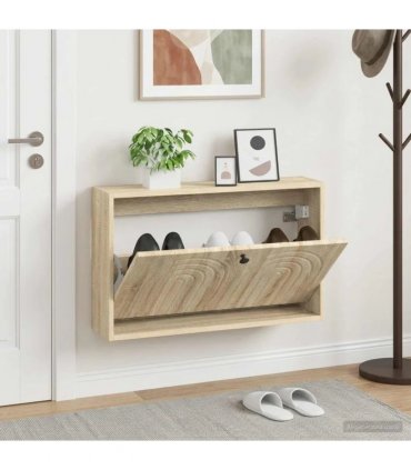 vidaXL Wall-Mounted Shoe Cabinet ALKMAAR 71 x 17 x 43 cm Sonoma Oak