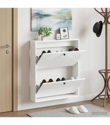 vidaXL Wall-Mounted Shoe Cabinet ALKMAAR 71 x 17 x 86 cm — Colour: High gloss white