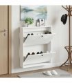 vidaXL Wall-Mounted Shoe Cabinet ALKMAAR 71 x 17 x 86 cm — Colour: High gloss white