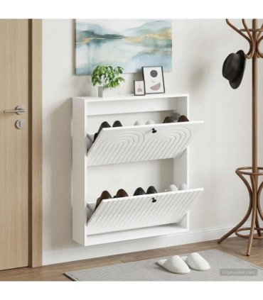 vidaXL Wall-Mounted Shoe Cabinet ALKMAAR 71 x 17 x 86 cm — Colour: High gloss white