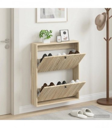 vidaXL Wall-Mounted Shoe Cabinet ALKMAAR 71 x 17 x 86 cm Sonoma Oak