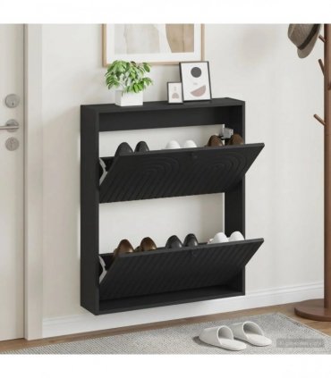 vidaXL Wall-Mounted Shoe Cabinet ALKMAAR 71 x 17 x 86 cm Black