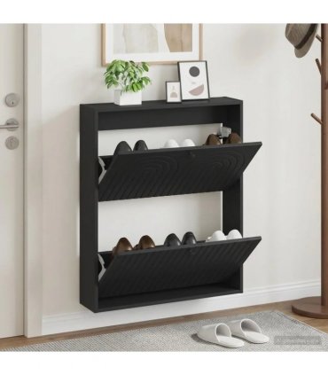 vidaXL Wall-Mounted Shoe Cabinet ALKMAAR 71 x 17 x 86 cm Black