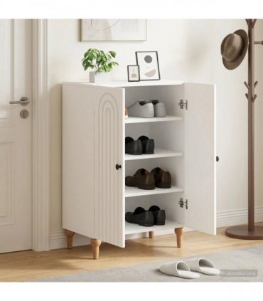 vidaXL Shoe Cabinet ALKMAAR 59.5 x 39.5 x 90 cm Engineered Wood White
