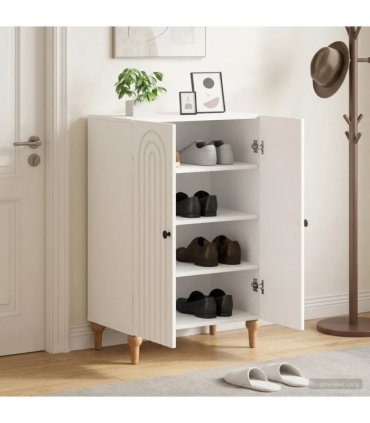 vidaXL Shoe Cabinet ALKMAAR 59.5 x 39.5 x 90 cm Engineered Wood White