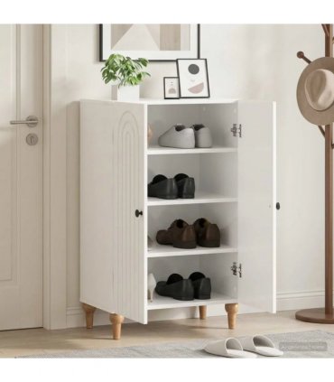 vidaXL Shoe Cabinet ALKMAAR 59.5 x 39.5 x 90 cm Engineered Wood — Colour: High gloss white
