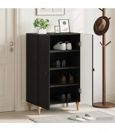 vidaXL Shoe Cabinet ALKMAAR 59.5 x 39.5 x 90 cm Engineered Wood Black