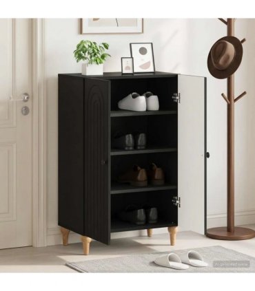 vidaXL Shoe Cabinet ALKMAAR 59.5 x 39.5 x 90 cm Engineered Wood Black