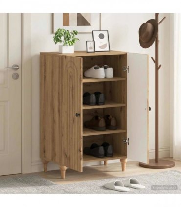 vidaXL Shoe Cabinet ALKMAAR 59.5 x 39.5 x 90 cm Engineered Wood — Colour: Artisan oak