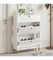 vidaXL Shoe Cabinet ALKMAAR 78 x 24 x 103 cm Engineered Wood — Colour: High gloss white