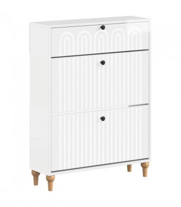 vidaXL Shoe Cabinet ALKMAAR 78 x 24 x 103 cm Engineered Wood — Colour: High gloss white