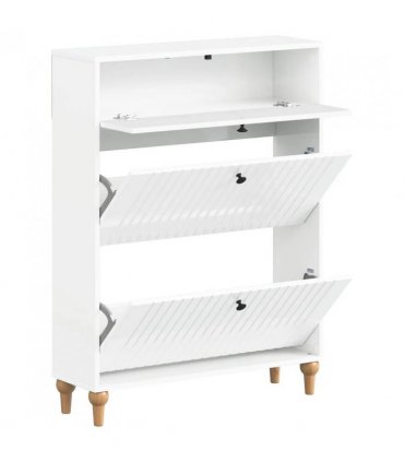 vidaXL Shoe Cabinet ALKMAAR 78 x 24 x 103 cm Engineered Wood — Colour: High gloss white