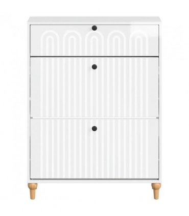 vidaXL Shoe Cabinet ALKMAAR 78 x 24 x 103 cm Engineered Wood — Colour: High gloss white