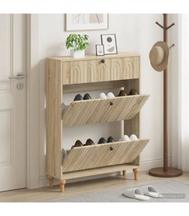 vidaXL Shoe Cabinet ALKMAAR 78 x 24 x 103 cm Engineered Wood — Colour: Sonoma oak