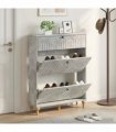 vidaXL Shoe Cabinet ALKMAAR 78 x 24 x 103 cm Engineered Wood — Colour: Concrete grey