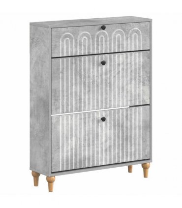 vidaXL Shoe Cabinet ALKMAAR 78 x 24 x 103 cm Engineered Wood — Colour: Concrete grey