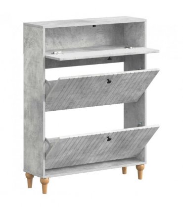 vidaXL Shoe Cabinet ALKMAAR 78 x 24 x 103 cm Engineered Wood — Colour: Concrete grey
