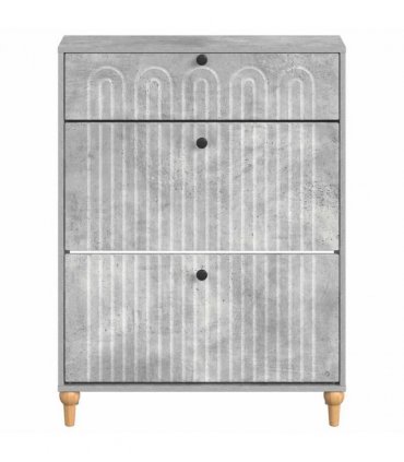 vidaXL Shoe Cabinet ALKMAAR 78 x 24 x 103 cm Engineered Wood — Colour: Concrete grey