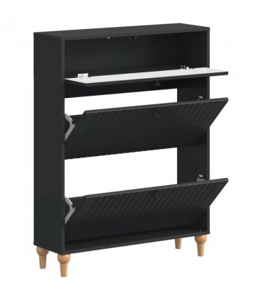 vidaXL Shoe Cabinet ALKMAAR 78 x 24 x 103 cm Engineered Wood Black
