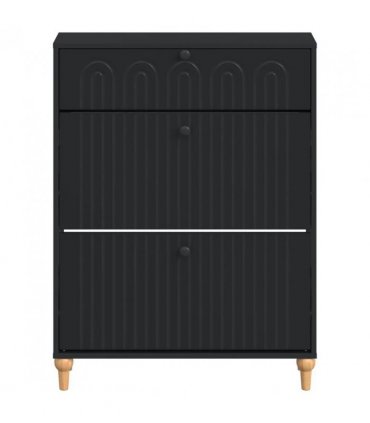 vidaXL Shoe Cabinet ALKMAAR 78 x 24 x 103 cm Engineered Wood Black
