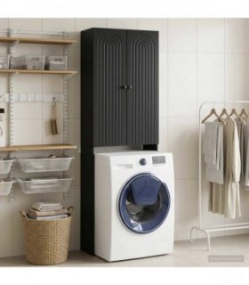 vidaXL Toilet Cabinet ALKMAAR Black 66 x 25.5 x 190 cm Engineered Wood
