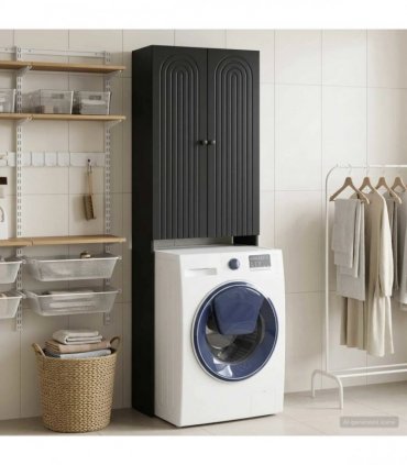 vidaXL Toilet Cabinet ALKMAAR Black 66 x 25.5 x 190 cm Engineered Wood