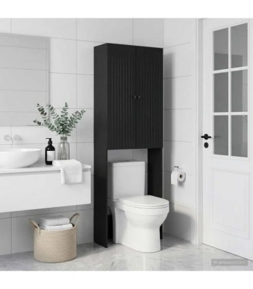vidaXL Toilet Cabinet ALKMAAR Black 66 x 25.5 x 190 cm Engineered Wood