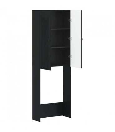vidaXL Toilet Cabinet ALKMAAR Black 66 x 25.5 x 190 cm Engineered Wood