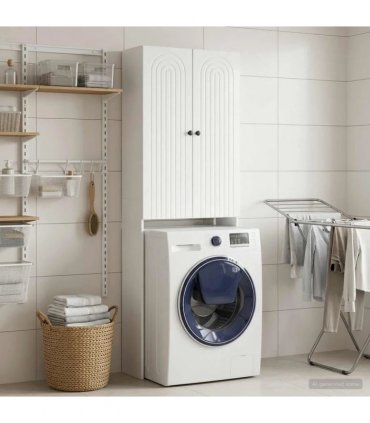 vidaXL Toilet Cabinet ALKMAAR High Gloss White 66 x 25.5 x 190 cm