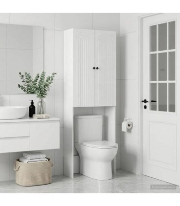 vidaXL Toilet Cabinet ALKMAAR High Gloss White 66 x 25.5 x 190 cm