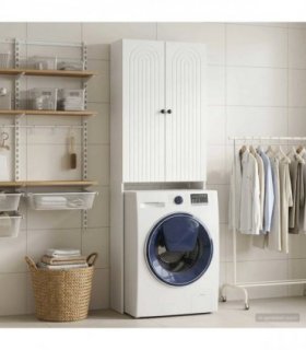 vidaXL Toilet Cabinet ALKMAAR White 66 x 25.5 x 190 cm Engineered Wood