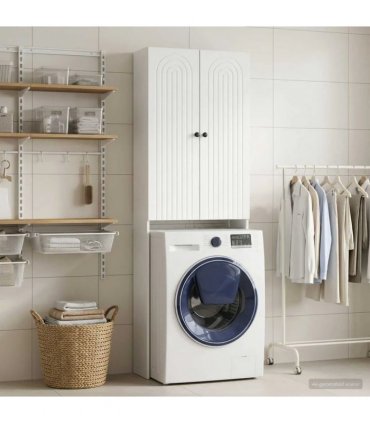 vidaXL Toilet Cabinet ALKMAAR White 66 x 25.5 x 190 cm Engineered Wood
