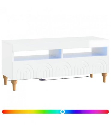 vidaXL LED TV Cabinet High Gloss White Engineered Wood — V0672275887