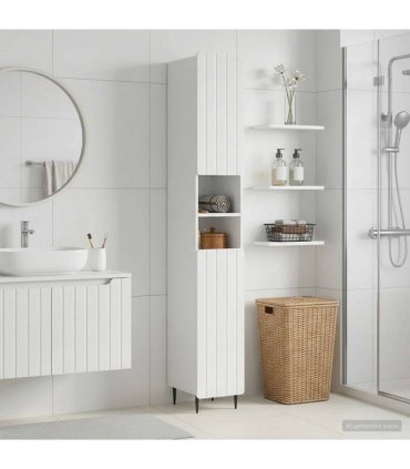 vidaXL Bathroom Cabinet with Open Shelf ZWOLLE High Gloss White