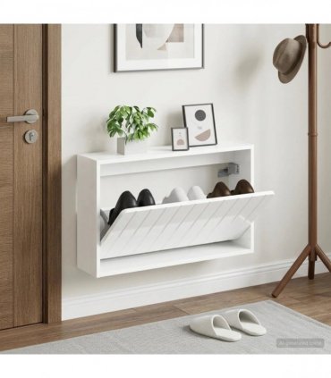 vidaXL Wall-Mounted Shoe Cabinet ZWOLLE 71 x 17 x 43 cm — Colour: High gloss white