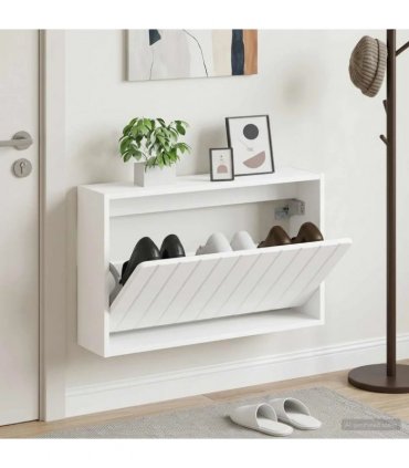 vidaXL Wall-Mounted Shoe Cabinet ZWOLLE 71 x 17 x 43 cm White