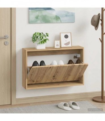 vidaXL Wall-Mounted Shoe Cabinet ZWOLLE 71 x 17 x 43 cm Artisan Oak