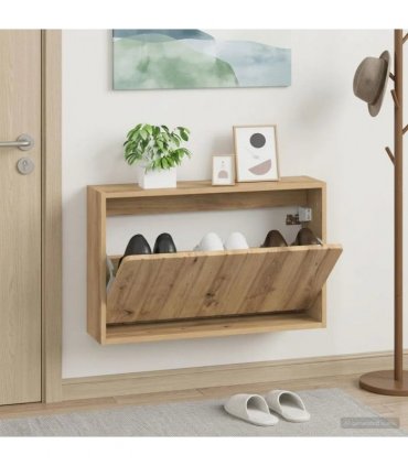 vidaXL Wall-Mounted Shoe Cabinet ZWOLLE 71 x 17 x 43 cm Artisan Oak