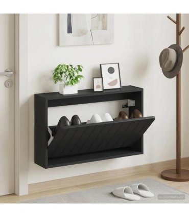 vidaXL Wall-Mounted Shoe Cabinet ZWOLLE 71 x 17 x 43 cm Black
