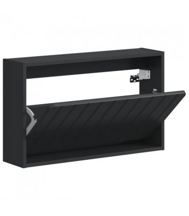 vidaXL Wall-Mounted Shoe Cabinet ZWOLLE 71 x 17 x 43 cm Black