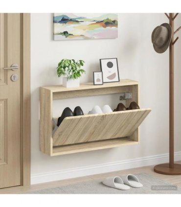 vidaXL Wall-Mounted Shoe Cabinet ZWOLLE 71 x 17 x 43 cm Sonoma Oak