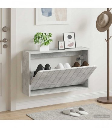 vidaXL Wall-Mounted Shoe Cabinet ZWOLLE 71 x 17 x 43 cm Concrete Grey